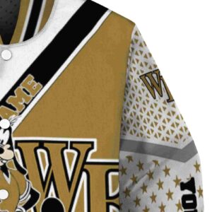 personalized wake forest demon deacons mickey donald goofy gold white jacket premium grade jacketwow