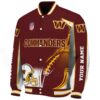 personalized washington commanders flaming football burgundy white jacket best selling jacketwow