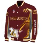 personalized washington commanders flaming football burgundy white jacket best selling jacketwow