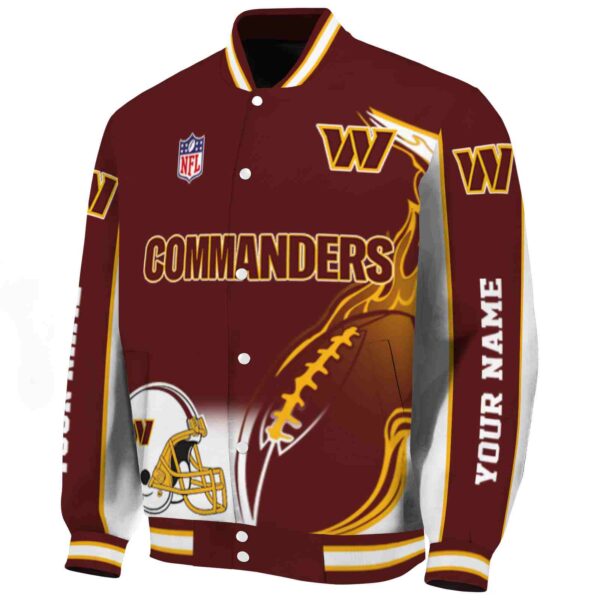 personalized washington commanders flaming football burgundy white jacket best selling jacketwow