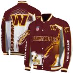 personalized washington commanders flaming football burgundy white jacket best selling jacketwow