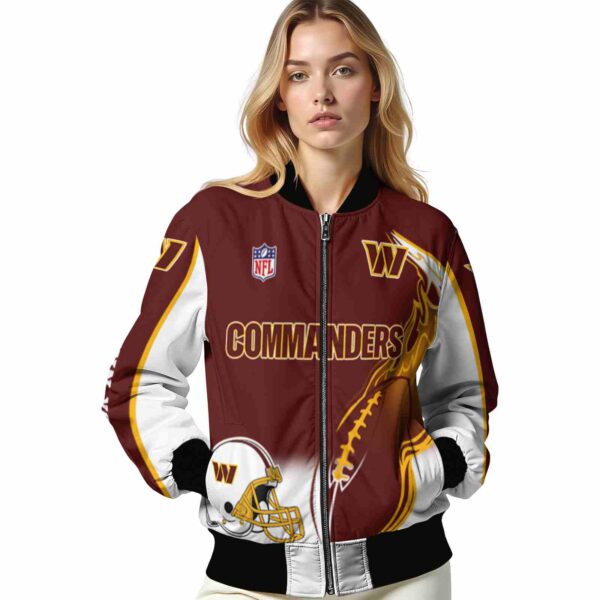 personalized washington commanders flaming football burgundy white jacket latest model jacketwow