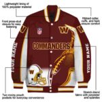 personalized washington commanders flaming football burgundy white jacket best selling jacketwow
