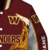 personalized washington commanders flaming football burgundy white jacket premium grade jacketwow