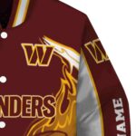 personalized washington commanders flaming football burgundy white jacket best selling jacketwow