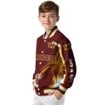 personalized washington commanders flaming football burgundy white jacket best selling jacketwow
