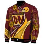 personalized washington commanders floral print burgundy jacket best selling jacketwow