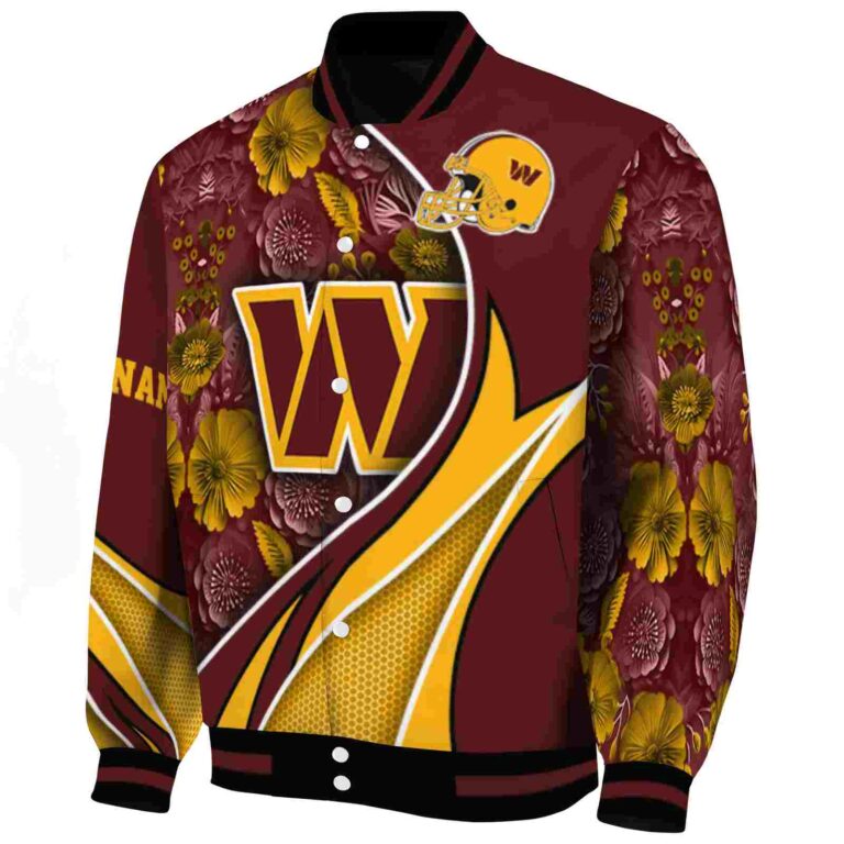 personalized washington commanders floral print burgundy jacket best selling jacketwow