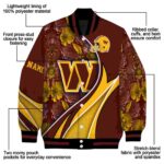personalized washington commanders floral print burgundy jacket best selling jacketwow