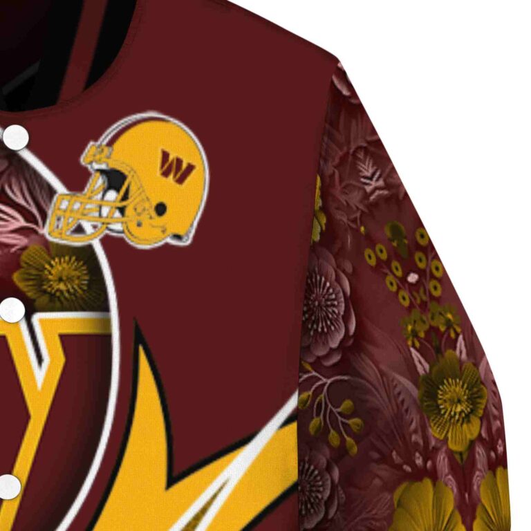 personalized washington commanders floral print burgundy jacket premium grade jacketwow