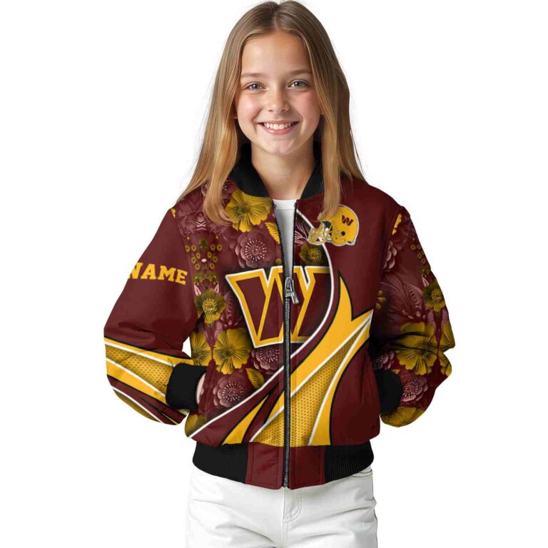personalized washington commanders floral print burgundy jacket top rated jacketwow