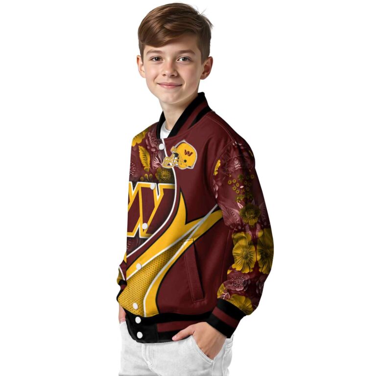 personalized washington commanders floral print burgundy jacket trendy jacketwow