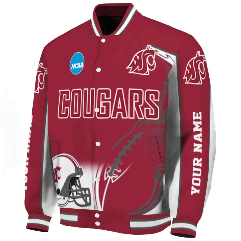 personalized washington state cougars flaming football crimson white jacket best selling jacketwow