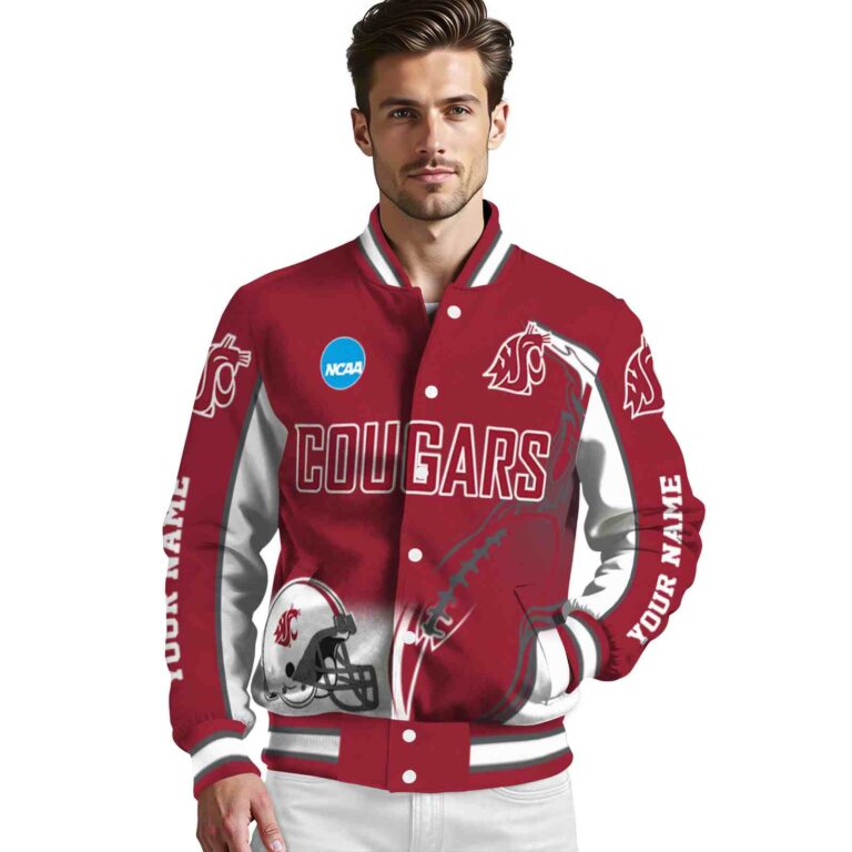 personalized washington state cougars flaming football crimson white jacket high quality jacketwow