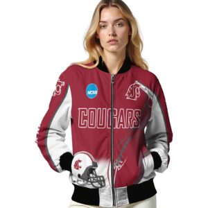 personalized washington state cougars flaming football crimson white jacket latest model jacketwow