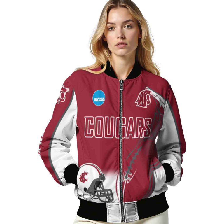 personalized washington state cougars flaming football crimson white jacket latest model jacketwow