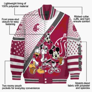 personalized washington state cougars mickey donald goofy crimson white jacket new arrival jacketwow
