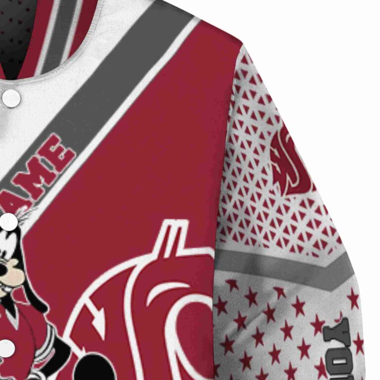 personalized washington state cougars mickey donald goofy crimson white jacket premium grade jacketwow