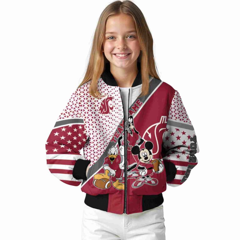 personalized washington state cougars mickey donald goofy crimson white jacket top rated jacketwow