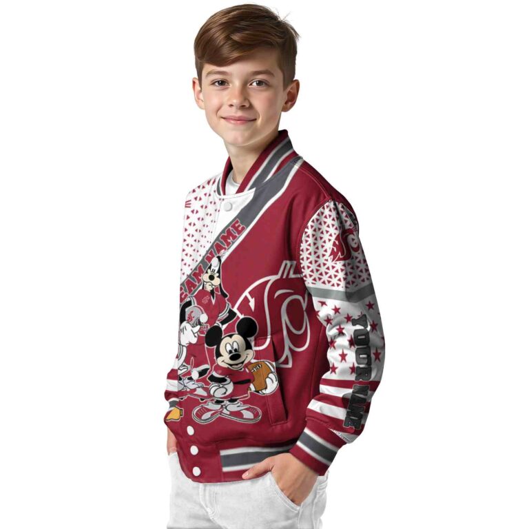 personalized washington state cougars mickey donald goofy crimson white jacket trendy jacketwow