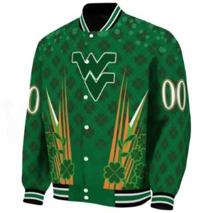 personalized west virginia mountaineers shamrock pattern green jacket best selling jacketwow