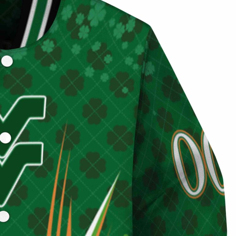 personalized west virginia mountaineers shamrock pattern green jacket premium grade jacketwow