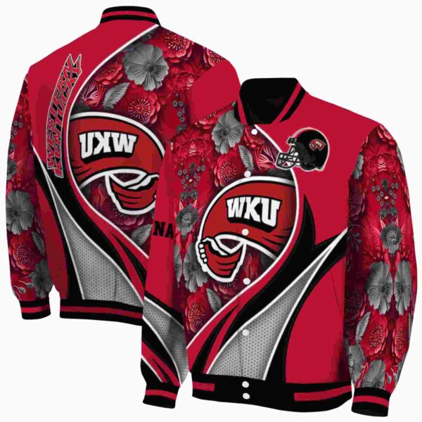 personalized western kentucky hilltoppers floral print red jacket fashion forward jacketwow