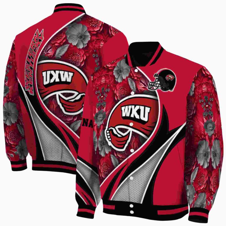 personalized western kentucky hilltoppers floral print red jacket fashion forward jacketwow