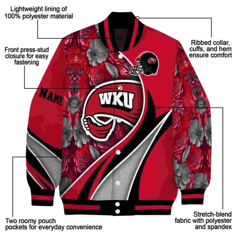 personalized western kentucky hilltoppers floral print red jacket new arrival jacketwow