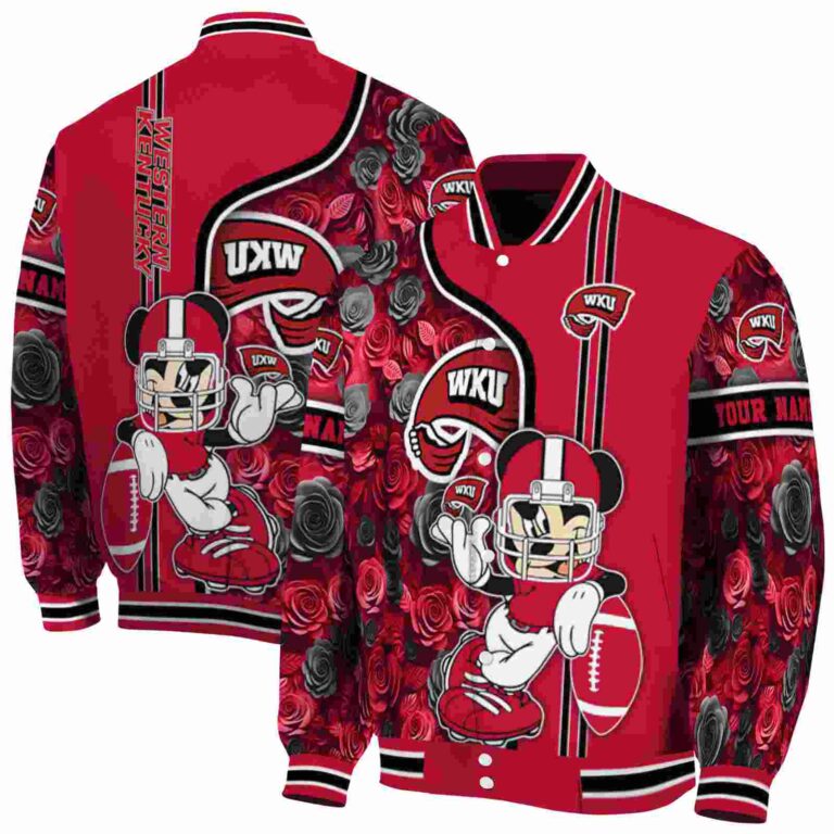 personalized western kentucky hilltoppers rose mickey red jacket fashion forward jacketwow