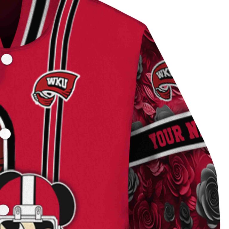 personalized western kentucky hilltoppers rose mickey red jacket premium grade jacketwow