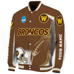 personalized western michigan broncos flaming football brown white jacket best selling jacketwow