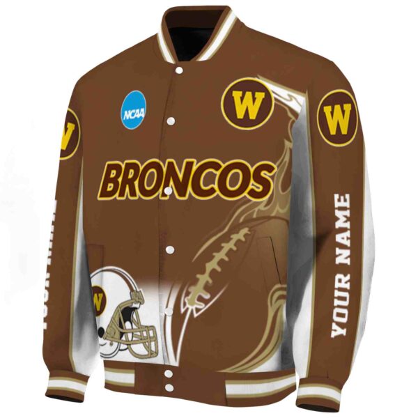 personalized western michigan broncos flaming football brown white jacket best selling jacketwow