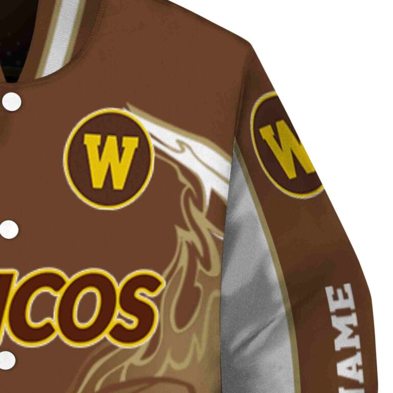 personalized western michigan broncos flaming football brown white jacket premium grade jacketwow