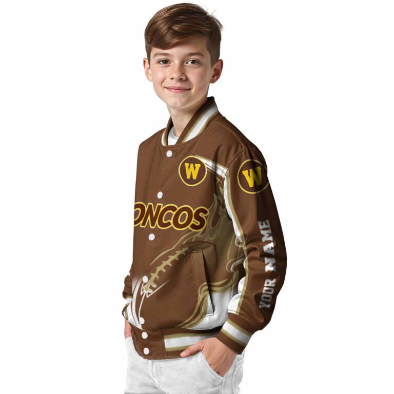 personalized western michigan broncos flaming football brown white jacket trendy jacketwow
