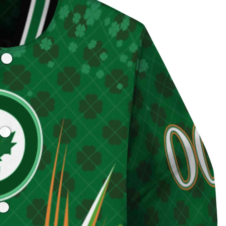 personalized winnipeg jets shamrock pattern green jacket premium grade jacketwow