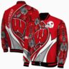 personalized wisconsin badgers floral print red jacket fashion forward jacketwow