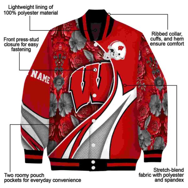 personalized wisconsin badgers floral print red jacket new arrival jacketwow