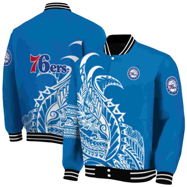 philadelphia 76ers tribal art blue white black jacket fashion forward jacketwow
