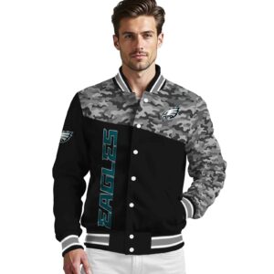 philadelphia eagles camo patchwork black jacket high quality jacketwow