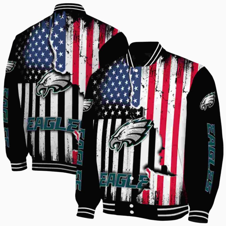 philadelphia eagles patriotic theme black jacket fashion forward jacketwow