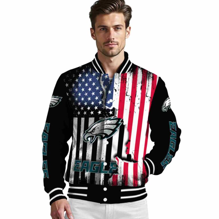 philadelphia eagles patriotic theme black jacket high quality jacketwow