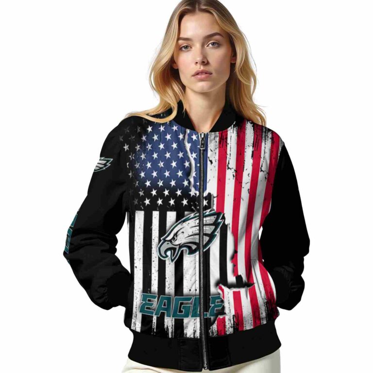 philadelphia eagles patriotic theme black jacket latest model jacketwow