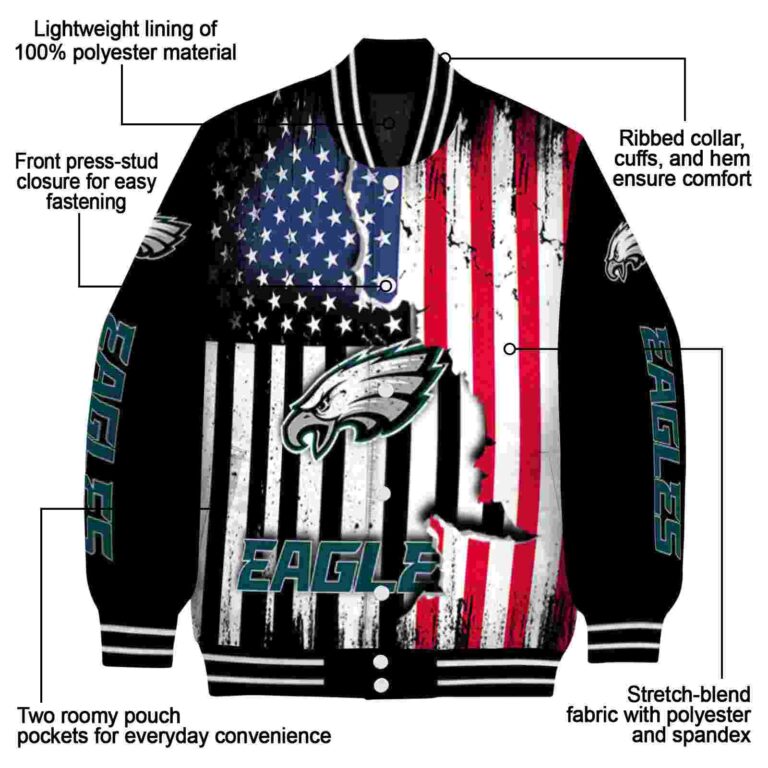 philadelphia eagles patriotic theme black jacket new arrival jacketwow