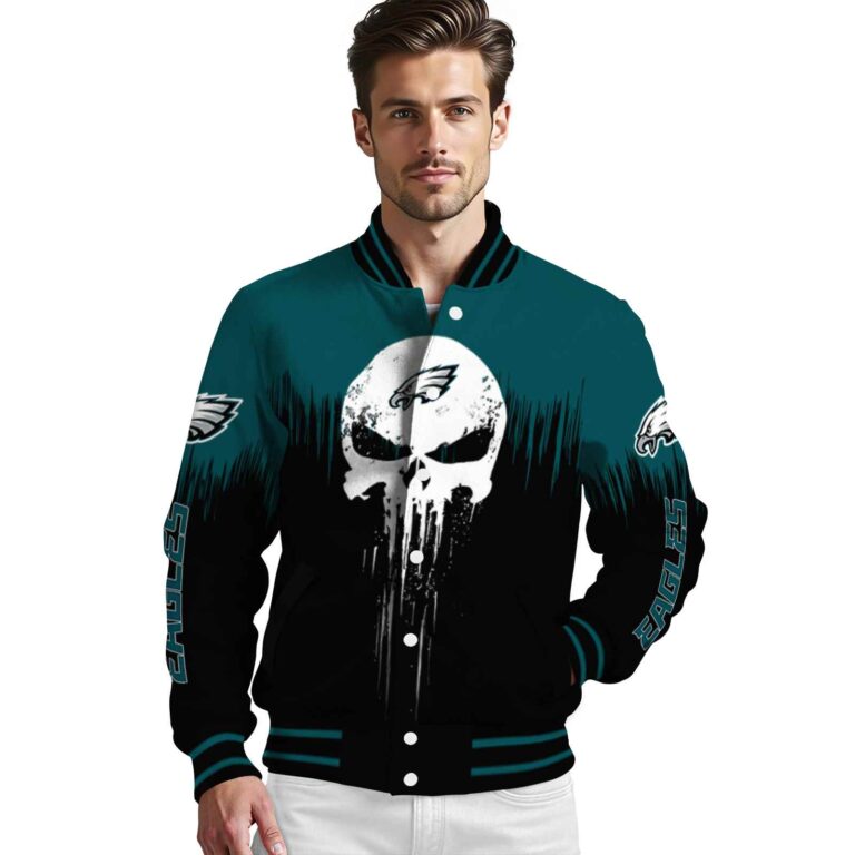 philadelphia eagles punisher skull green black white jacket high quality jacketwow