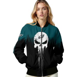 philadelphia eagles punisher skull green black white jacket latest model jacketwow