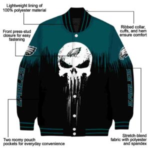 philadelphia eagles punisher skull green black white jacket new arrival jacketwow
