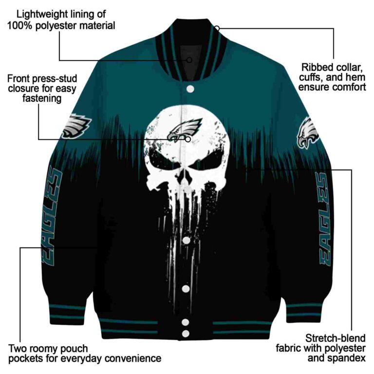 philadelphia eagles punisher skull green black white jacket new arrival jacketwow