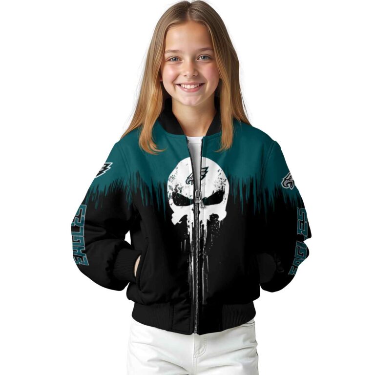 philadelphia eagles punisher skull green black white jacket top rated jacketwow