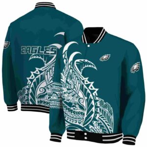philadelphia eagles tribal art green white black jacket fashion forward jacketwow